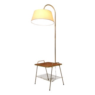 French Floor Lamp with Coffee Table and Magazine Rack, 1950 For Sale