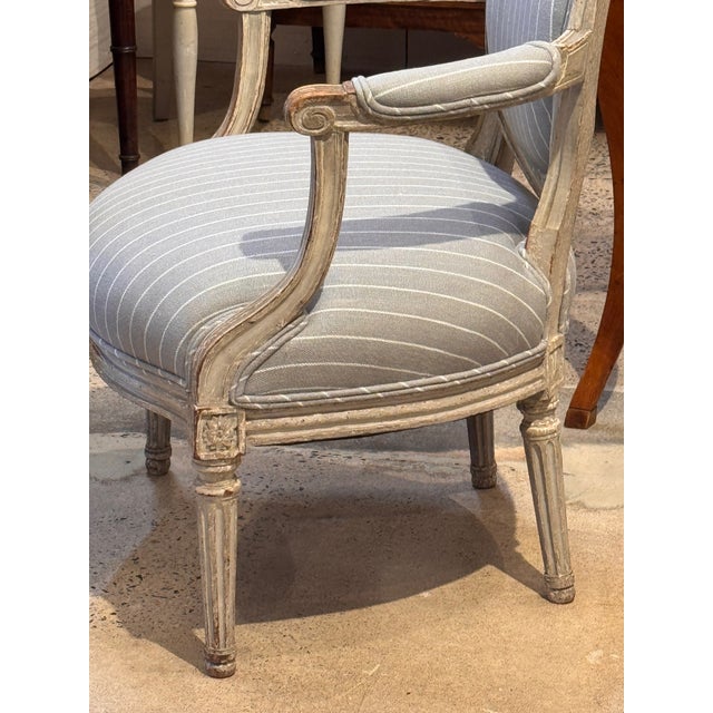 Gray Early 19th Century French Painted Arm Chair For Sale - Image 8 of 9