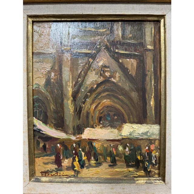 Marcel Bertoin, Outdoor Scene, Oil on Wood For Sale - Image 4 of 8