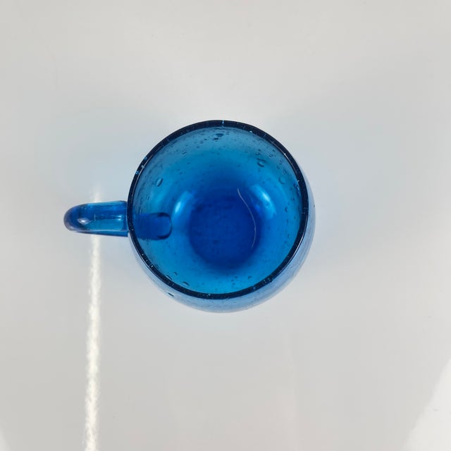Cobalt Blue Bubbled Glass Punch Set in the style of Biot, 1970, Set of 10 For Sale - Image 6 of 14