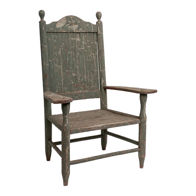 Late 19th Century Hand-Carved & Painted Curule Armchair in Burled Wood Style For Sale