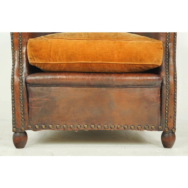 Vintage European Brown Leather Club Chair With Ashtray For Sale - Image 9 of 11