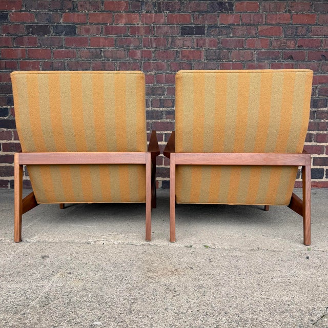 Jens Risom Jens Risom Oversized Walnut Lounge Chairs Fully Restored For Sale - Image 4 of 9