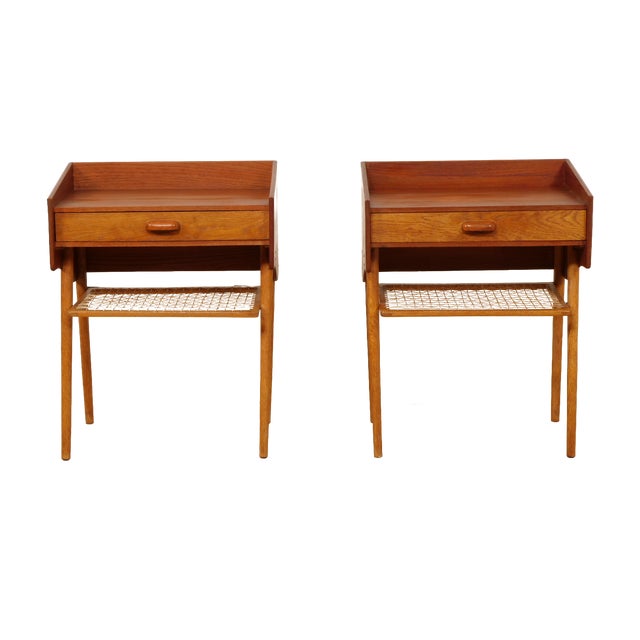 Danish Bedside Tables in Teak, Set of 2 For Sale