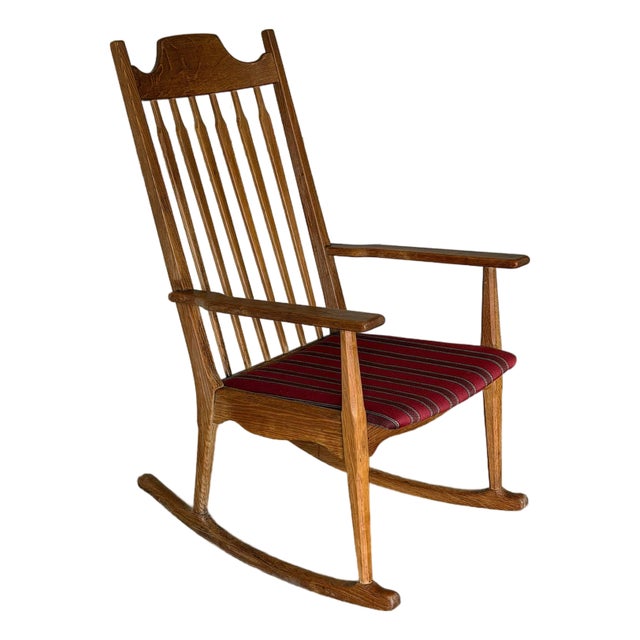 In Style of Eg Møbler Razorblade Oak Rocking Chair Danish Mid-Century Modern 1960s For Sale