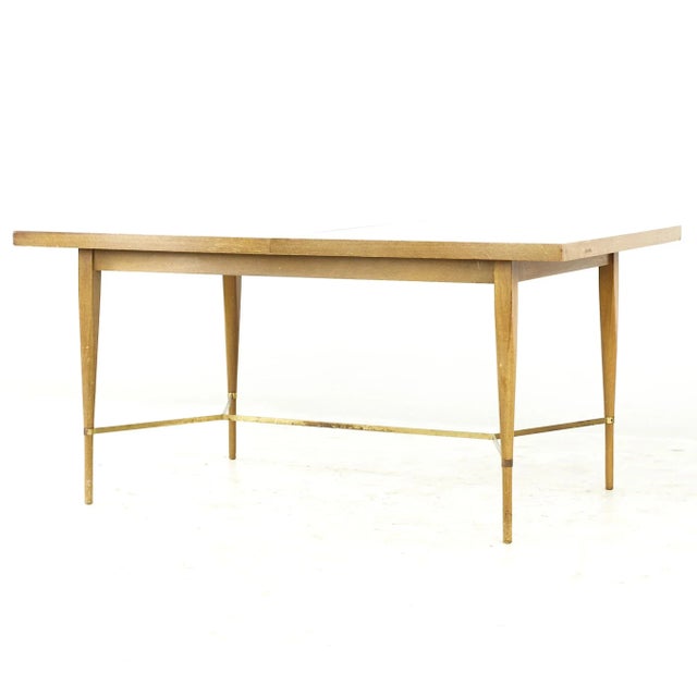 Paul McCobb for Calvin Mid Century Brass and Mahogany Dining Table with Leaves This table measures: 60 wide x 38 deep x...