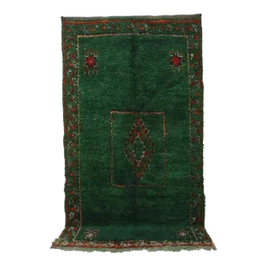 Green Moroccan Area Rug - 6'9" X 12'2" Ft