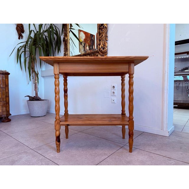 Simple, rustic side table from Burgenland. Dimensions: Height x Width x Depth 78.50 x 82 x 52 cm. This is a small, old...