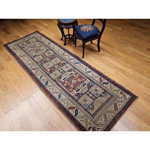 Antique Karachov Kazak Runner, Hand-Woven Wool, Caucasus, Late 1800s, 3' x 9' For Sale - Image 13 of 14