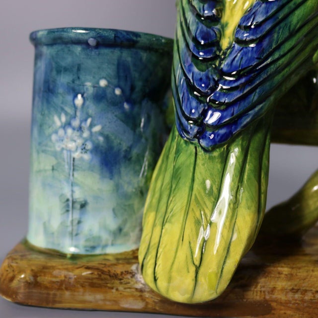 Rare Delphin Massier Parrots Figural Vase For Sale - Image 18 of 18