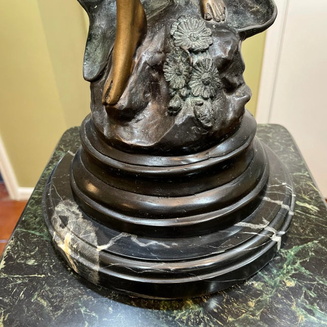 Bronze Statue Young Lady With Bouquet of Flowers For Sale - Image 10 of 10