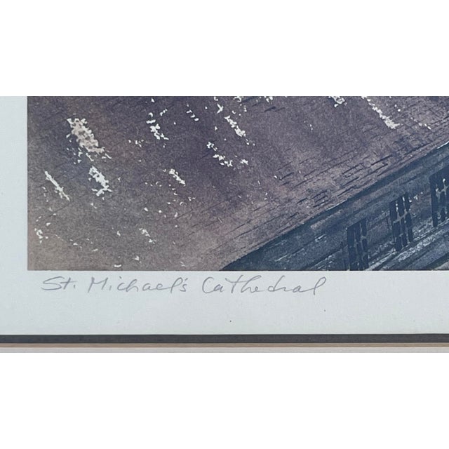 Realism Nancy Taylor Stonington "St. Michael's Cathedral" Lithograph Print of Watercolor Painting, Framed For Sale - Image 3 of 9