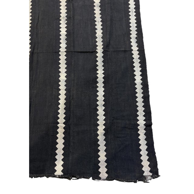 1980s Vintage African Black and White Mud Cloth Textile Mali 63" by 38" For Sale - Image 5 of 5