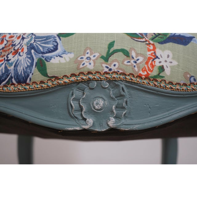 Pair Petite French Greenish Blue Painted Armchairs For Sale - Image 17 of 18