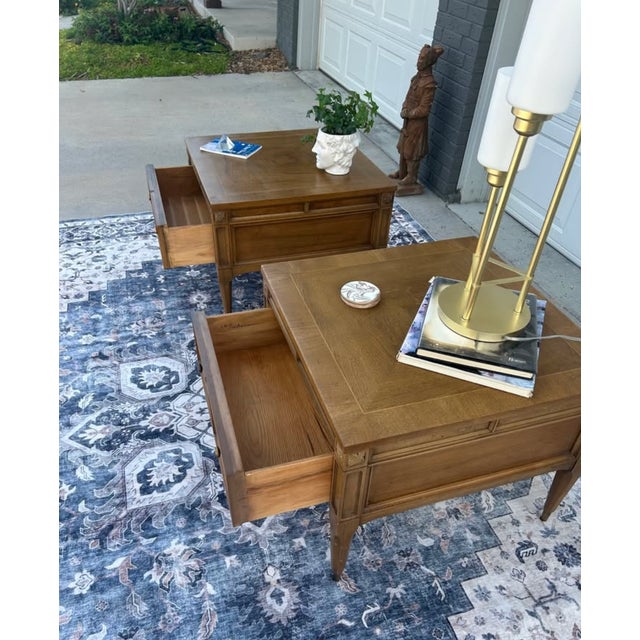 1950s American of Martinsville Burled Wood End Tables-Pair For Sale - Image 10 of 13