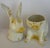Ceramic Italian bunny rabbit cookie jar, hand painted with yellow flowers.