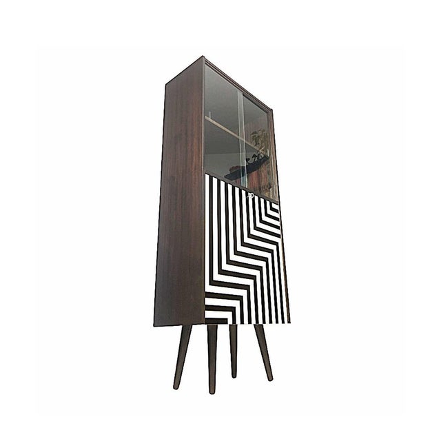 Polish Display Bar Cabinet with Op Art Motif, 1973 For Sale - Image 6 of 6