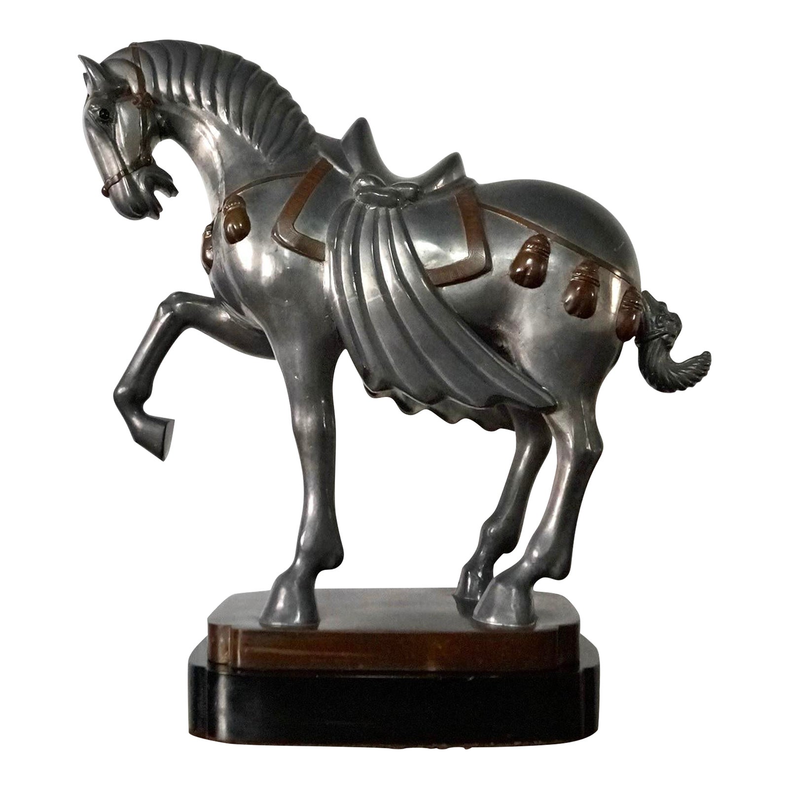 Antique Art Deco Pewter Horse Sculpture Chairish
