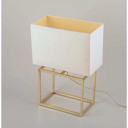 Table Lamp in Brass with White Fabric Shade For Sale - Image 4 of 10