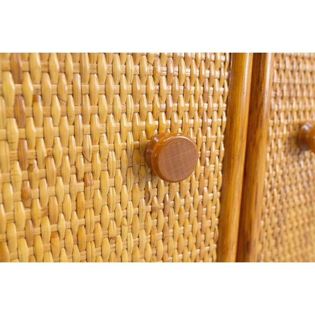 French Rattan & Elm Buffet Cabinet, 1970s For Sale - Image 9 of 13
