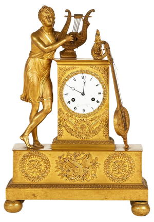 Empire Style Gilt Bronze Clock, 19th Century