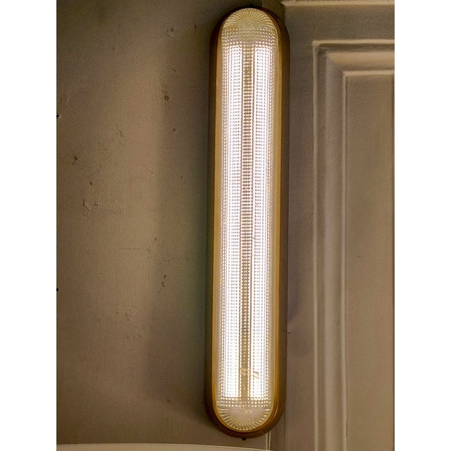 Gold Large Gilded Metal and Glass Wall Lamp, Italy, 1960s For Sale - Image 8 of 9