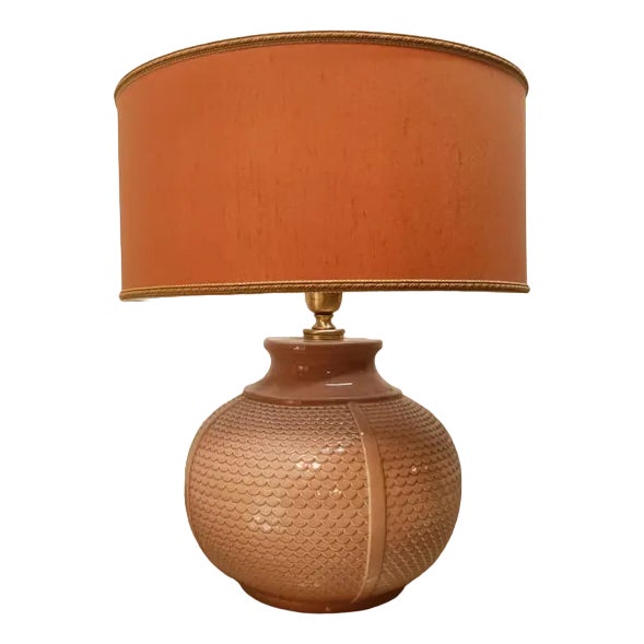 Ceramic Light with Fabric Lampshade For Sale