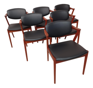 Teak Dining Chairs with Upholstery by Kai Kristiansen, 1960s, Set of 6