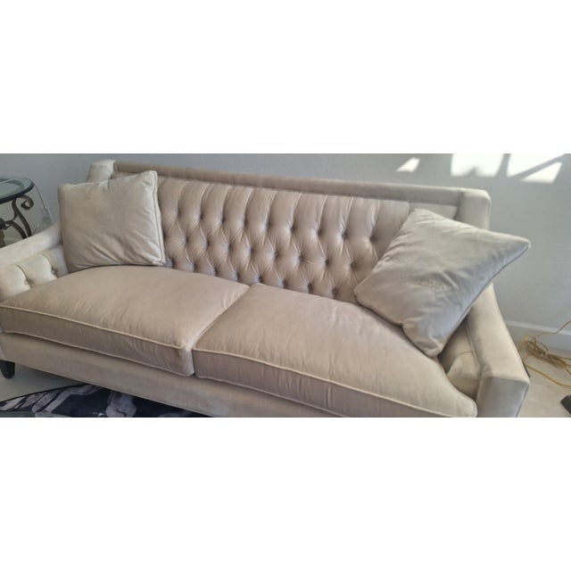 2020s Contemporary Brushed Fabric Cream Colored Sofa For Sale - Image 5 of 8