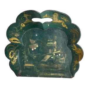 19th Century English Victorian Papier Mache Inlay & Gold Leaf Dust Pan