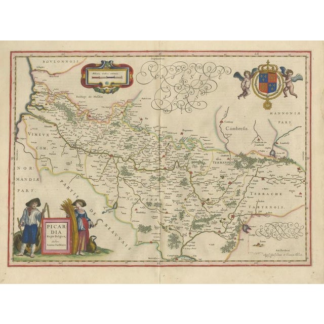 Map of Picardy with Costume Figures from Blaeu, France, 1642 For Sale - Image 4 of 12