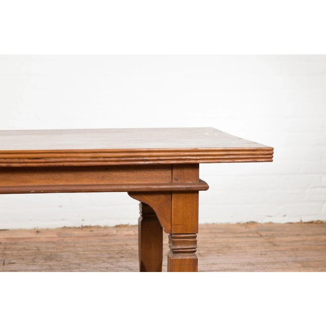Brown Oversized 19th Century Indonesian Coffee Table with Reeded Edge and Carved Legs For Sale - Image 8 of 13