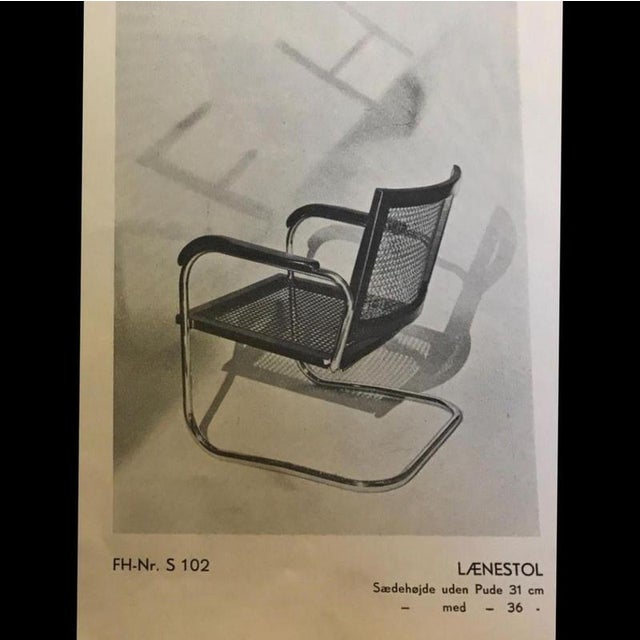 Modern Danish Funkis Chair S-102 in Steel, Cane & Leather attributed to Fritz Hansen, 1930s For Sale - Image 17 of 18