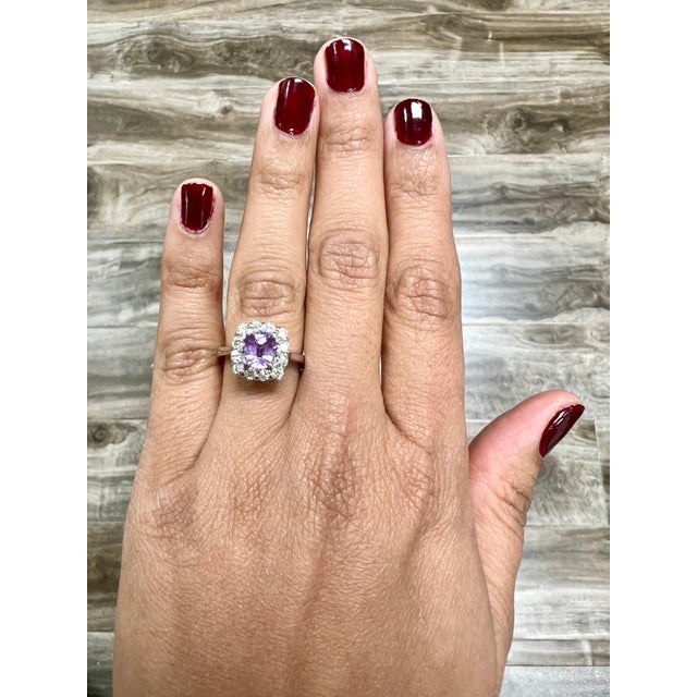 Early 21st Century 2.03 Carat Gia Certified No Heat Pink Sapphire Diamond Ring 14 Karat White Gold, Size 7 For Sale - Image 5 of 5