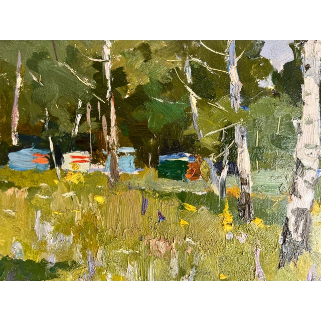 VIKTOR VASSILIEVITCH POLTAVETS RUSSIAN SCHOOL 1925-1984 "WOODLAND SCENE" OIL ON BOARD, SIGNED ON REVERSE 9" X 13" framed...