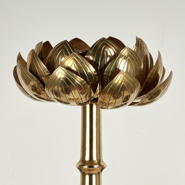 1970s Mid Century Feldman Brass Lotus Candelabra For Sale - Image 5 of 11