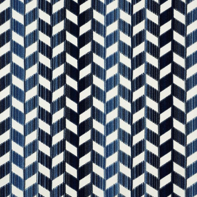 Contemporary Sample - Schumacher Chevron Strie Velvet Fabric in Lapis For Sale - Image 3 of 3