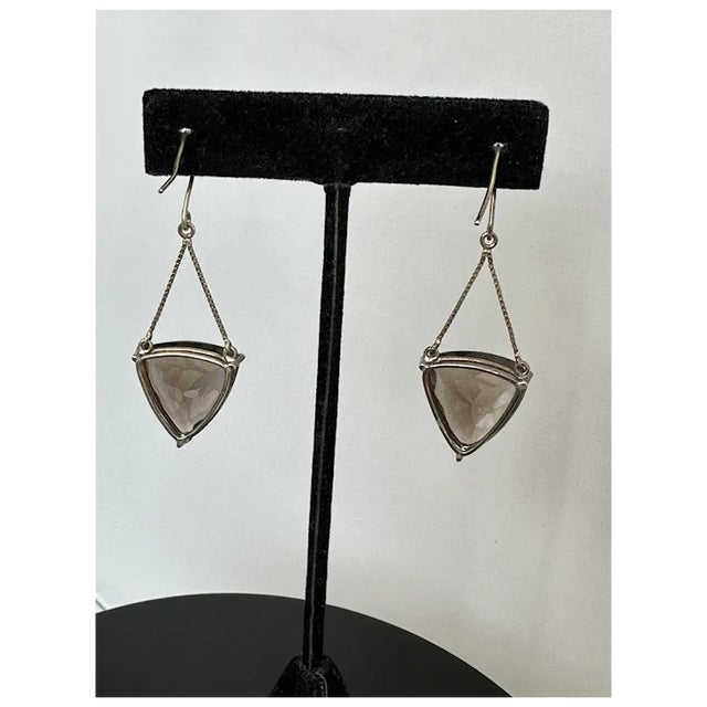 Metal Sterling and Quartz Earrings, A Pair For Sale - Image 7 of 9
