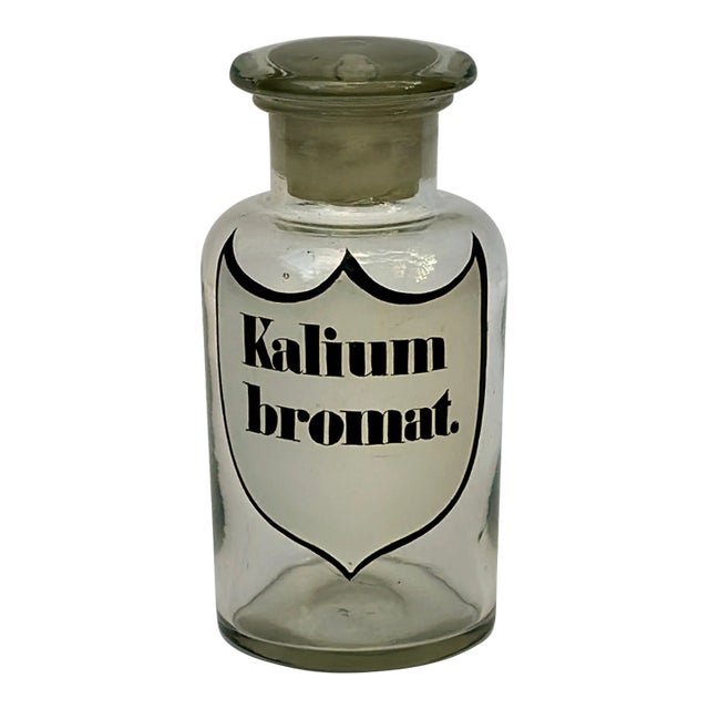 Antique Glass Kalium Bromat. Apothecary Bottle With Stopper For Sale