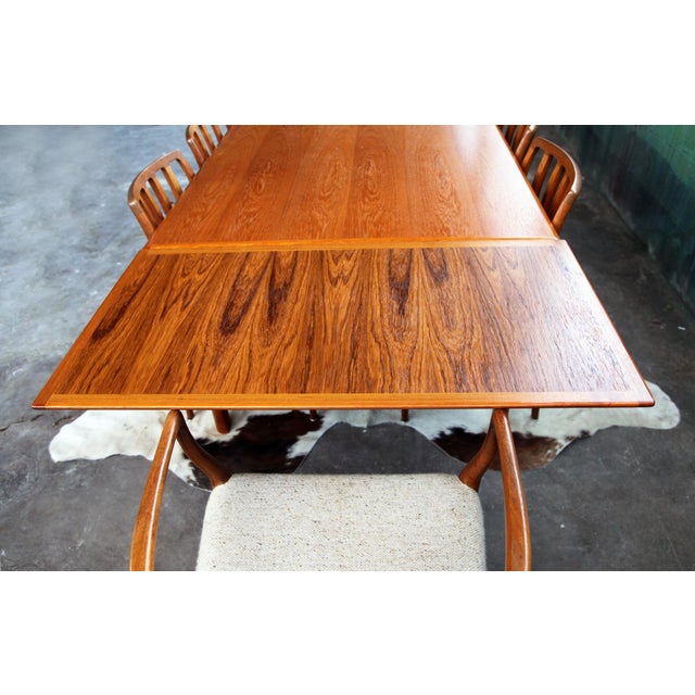 Wood 1960s Mid Century Danish Modern 8 Foot Teak Draw Leaf Table For Sale - Image 7 of 14
