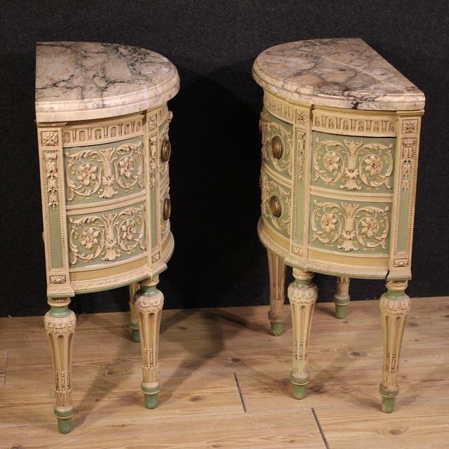 Italian Louis XVI Bonzanigo Style Lacquered Bedside Tables, 1950, Set of 2 For Sale - Image 11 of 14