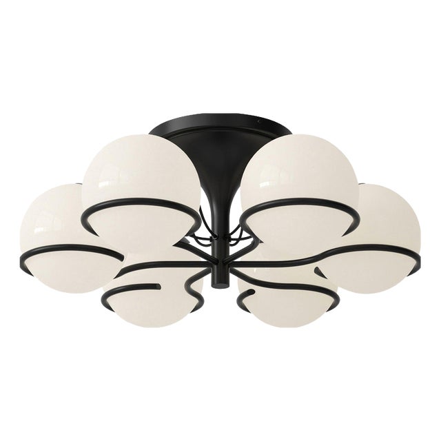 Le Sfere Model 2042/6 Ceiling Light in Opaline Glass by Gino Sarfatti For Sale