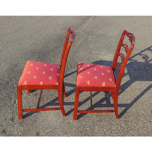 Chippendale Vintage Pair of 19th Century Style English Chippendale Side Chairs For Sale - Image 3 of 8