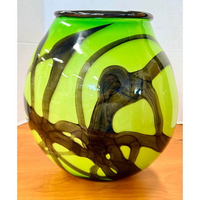 Chip Scarborough Green Art Glass Vase 14" Tall Signed on Bottom For Sale In New York - Image 6 of 8