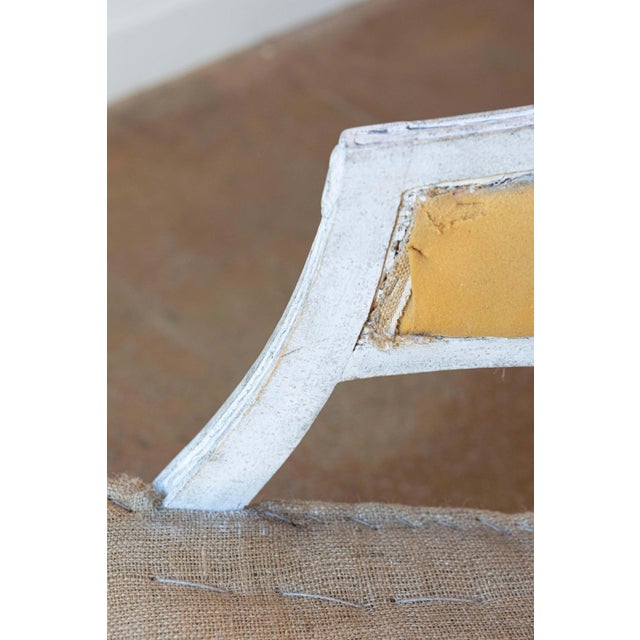 Off-white Swedish Gustavian Style Painted Tub Chair with Carved Campanula Friezes For Sale - Image 8 of 8