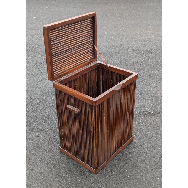Mid 20th Century Vintage Bamboo Washing Laundry Basket For Sale - Image 5 of 10