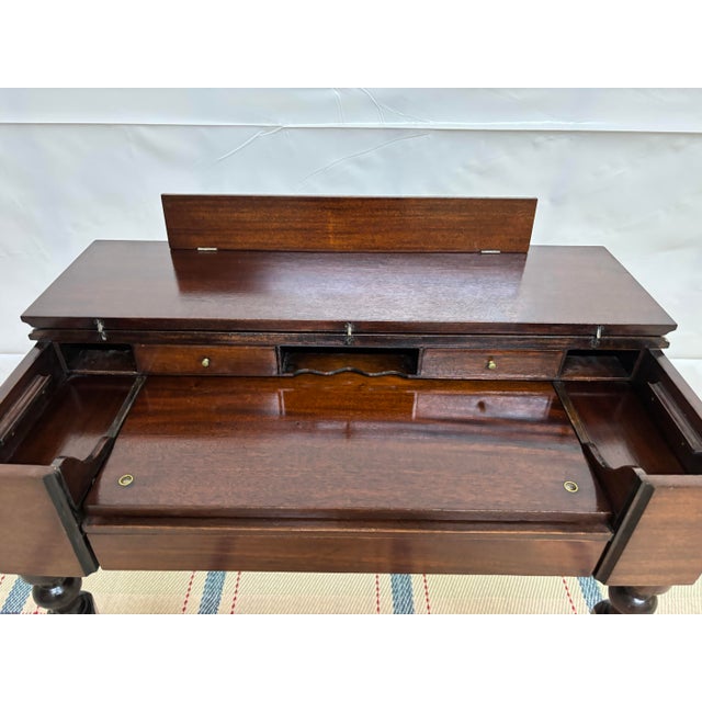 Spanish 1920s Solid Mahogany Colonial MFG Co Desk For Sale - Image 3 of 13