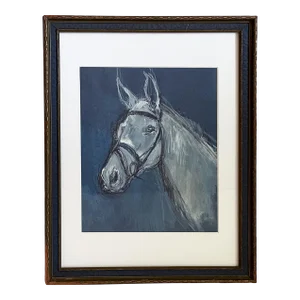 1990s "Pirouette" Abstract Horse Painting Contemporary Modern Art Equestrian Mixed Media Watercolor