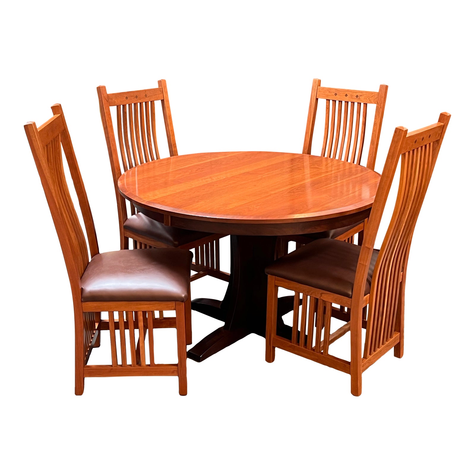 Simply Amish Extension Dining Table + Four Grace Dining Chairs, a Set