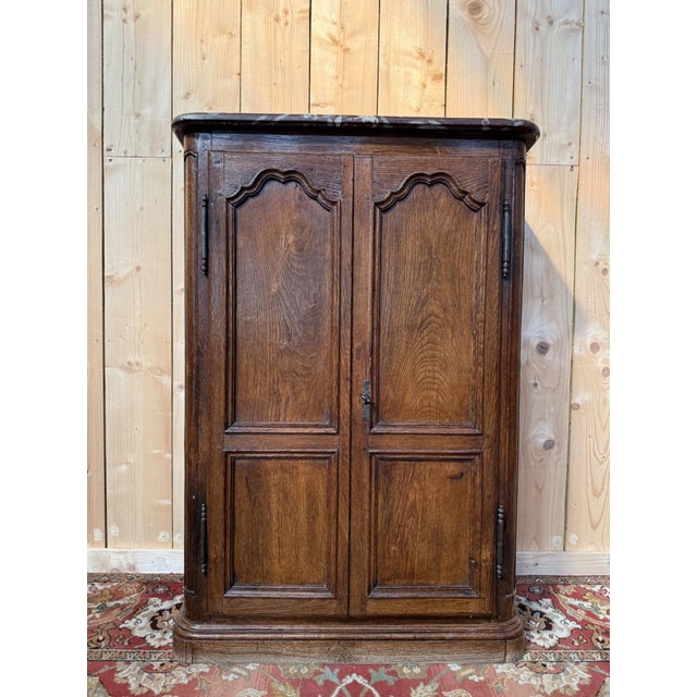Louis XIV Style Plinth Wardrobe in Oak and Marble For Sale - Image 9 of 9